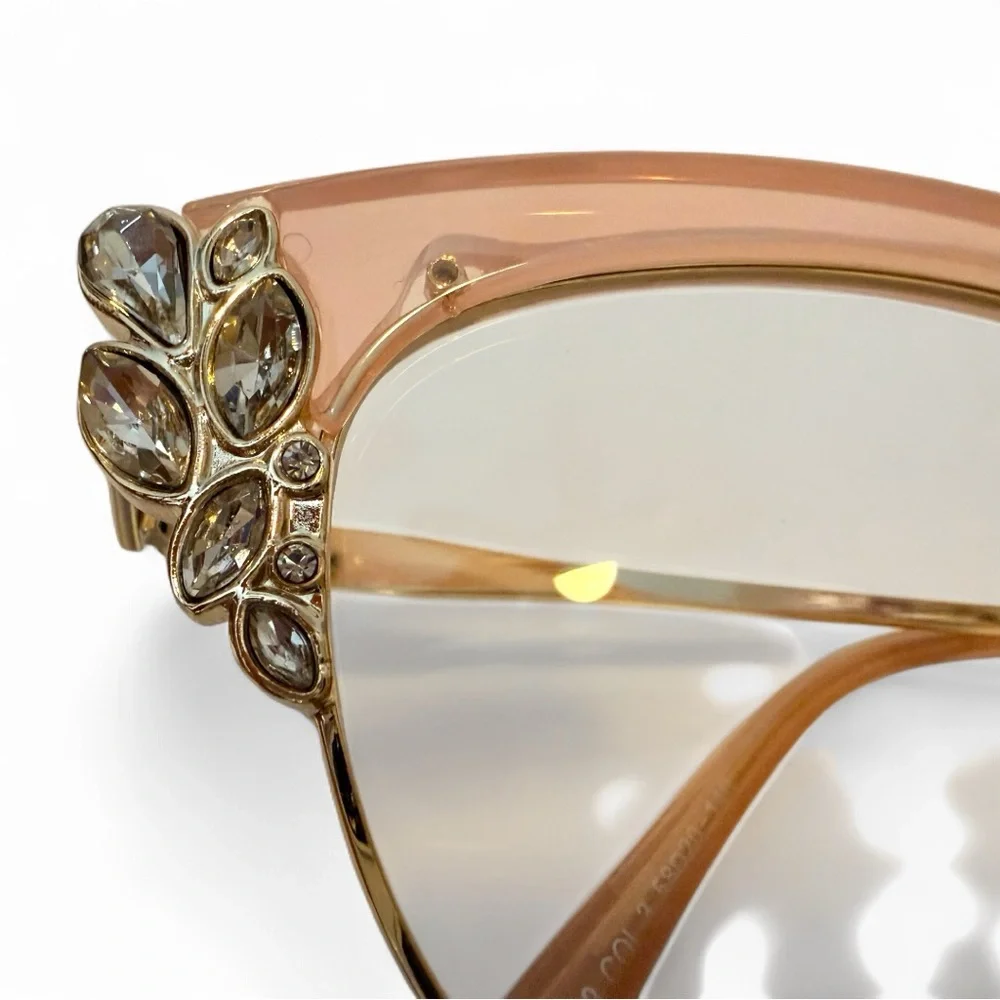 💎 Blush Pink Cat-Eye Glasses with Crystal Details – Prescription Ready
